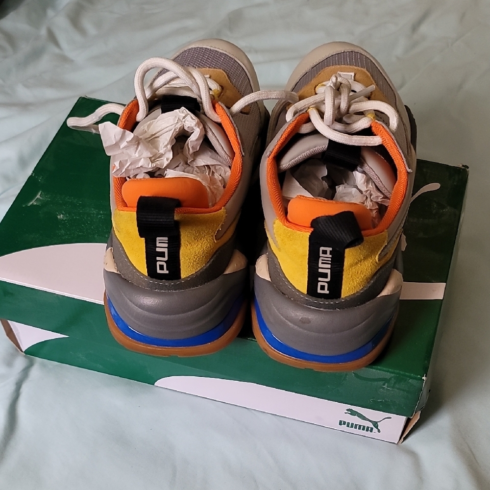 Puma  Shoes - Gray, Yellow, and Orange